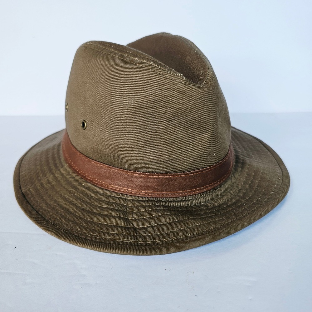DPC Dorfman Pacific Co Fedora Safari Hat Olive Green Cotton Twill Large Gorpcore